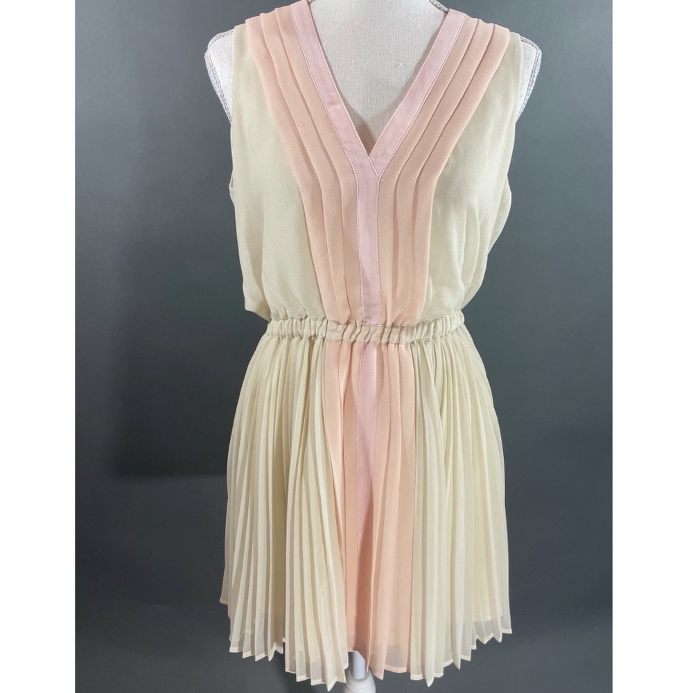 Victoria's Secret White & Pink Pleated Mini Dress